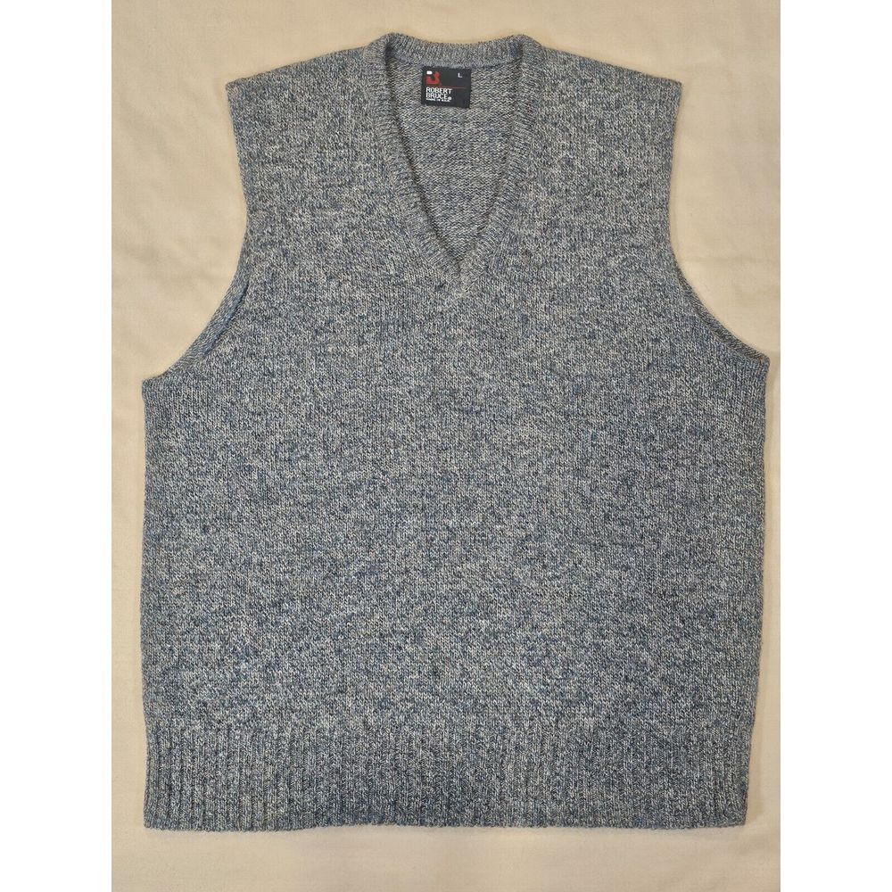 Vintage Robert Bruce Sweater Vest Men's Large V-neck Sleeveless 70% Wool
